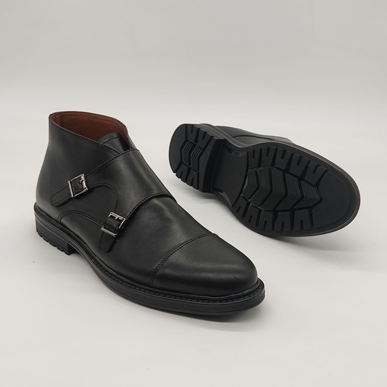 Double Monk Strap Ankle Boots