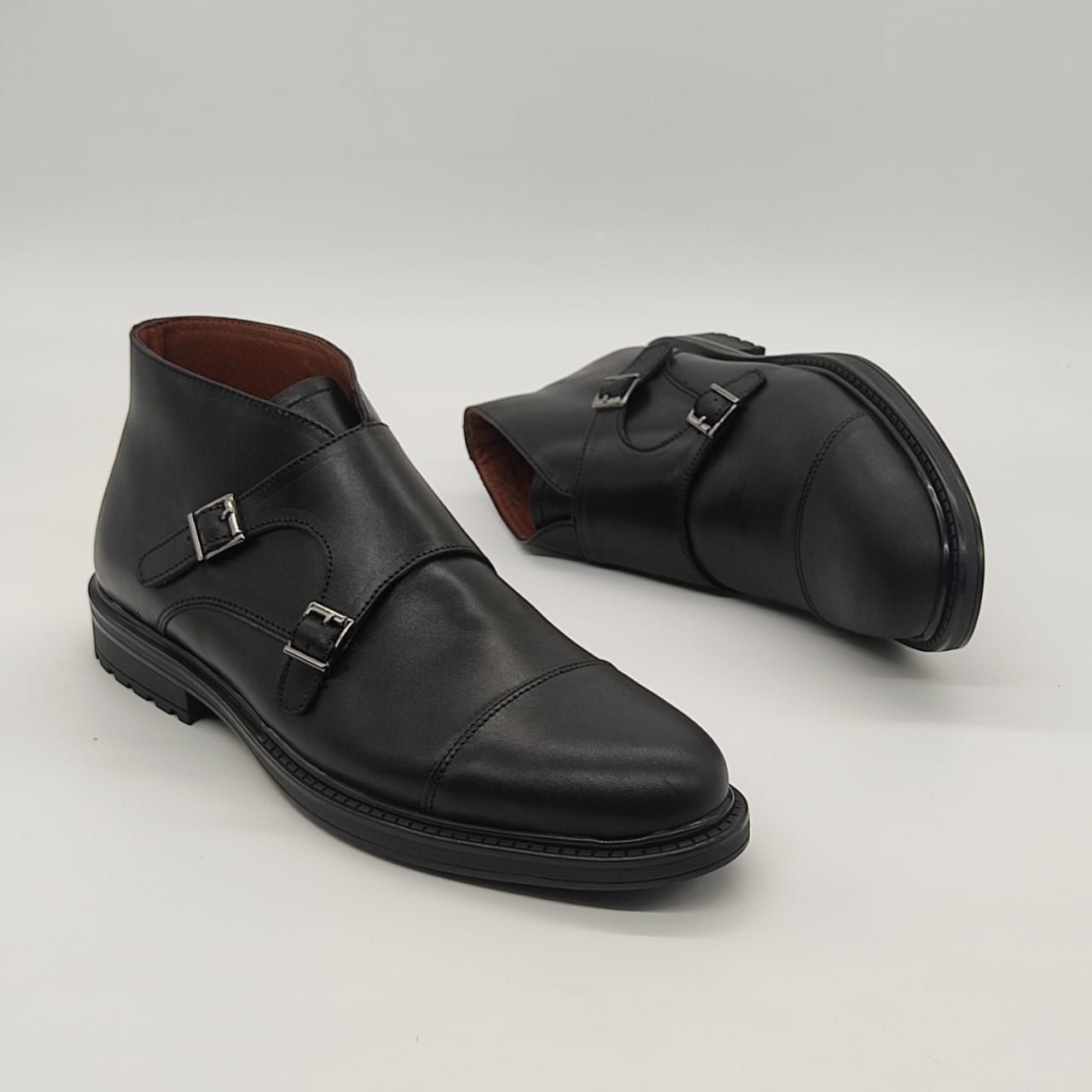 Double Monk Strap Ankle Boots
