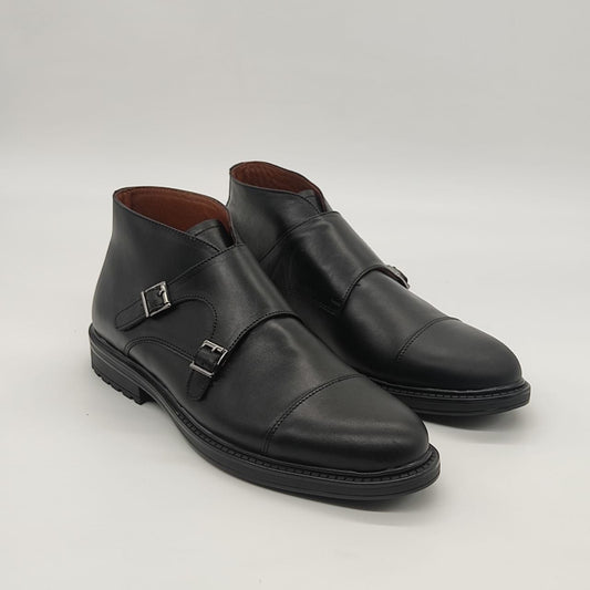 Double Monk Strap Ankle Boots